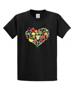Veggies Heart Classic Unisex Kids and Adults T-Shirt For Vegans